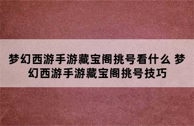 梦幻西游手游藏宝阁挑号看什么 梦幻西游手游藏宝阁挑号技巧